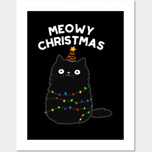 Meowy Christmas Cute Merry Cat Pun Posters and Art